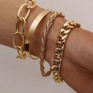 NEW SET OF FOUR BRACELET GOLD PLATED